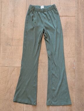 Sunday Best Ribbed Flare Lounge Pants in Sage Green XS